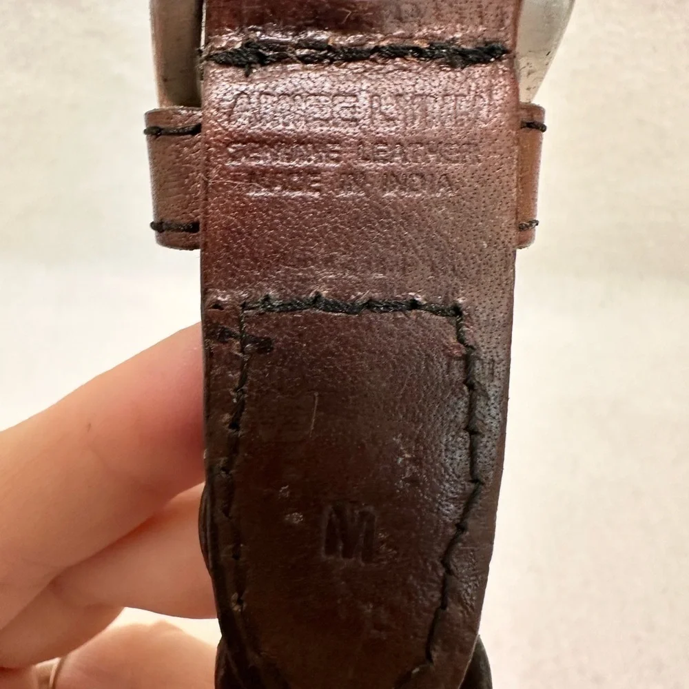 Amiee Lynn Brown Leather Belt Solid Brass Hardware Horse Bit Equestrian Bling‍‍‍
